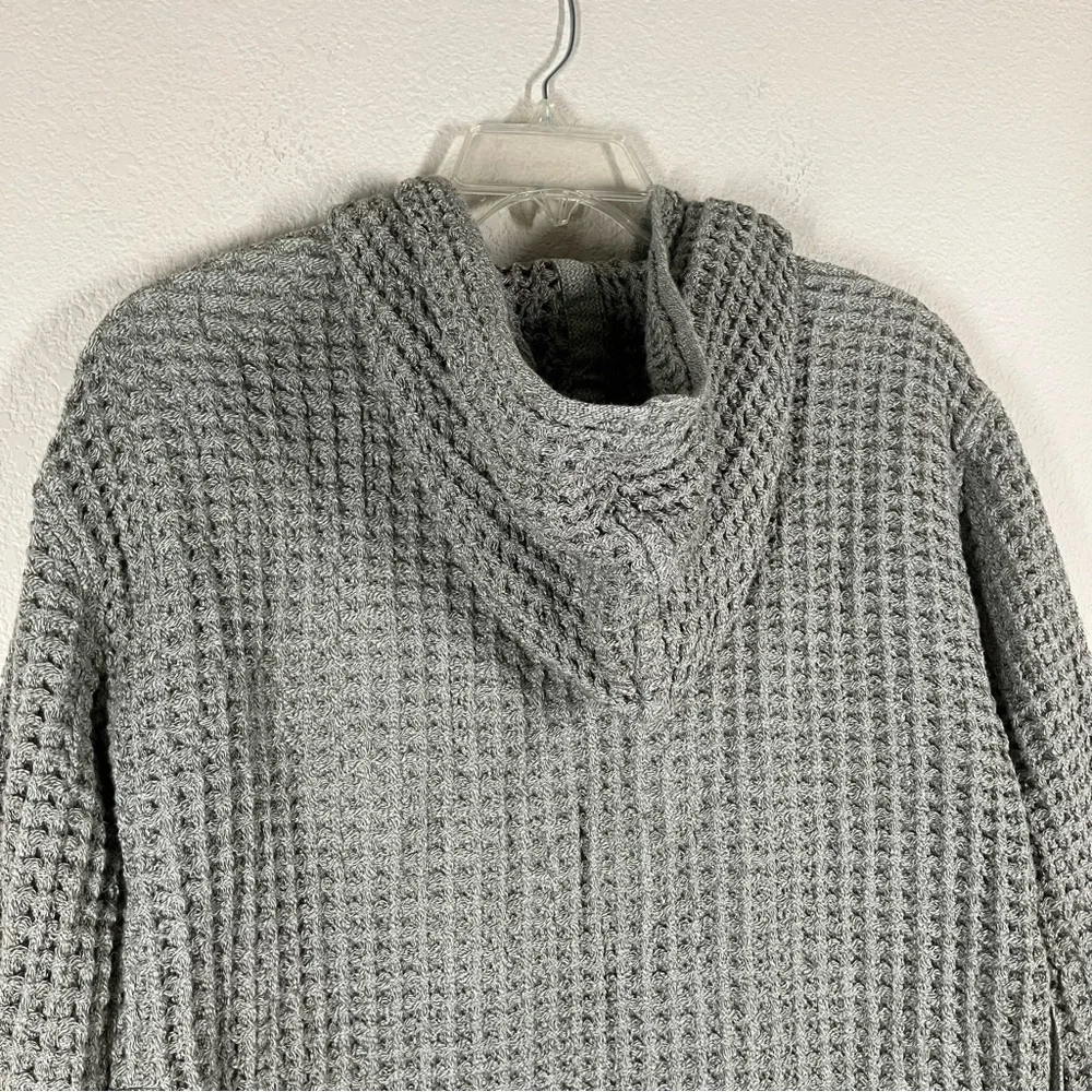 ONSEN Supima Waffle Knit Bath Robe S Unisex Hood Pockets NO BELT Gray Loungewear
